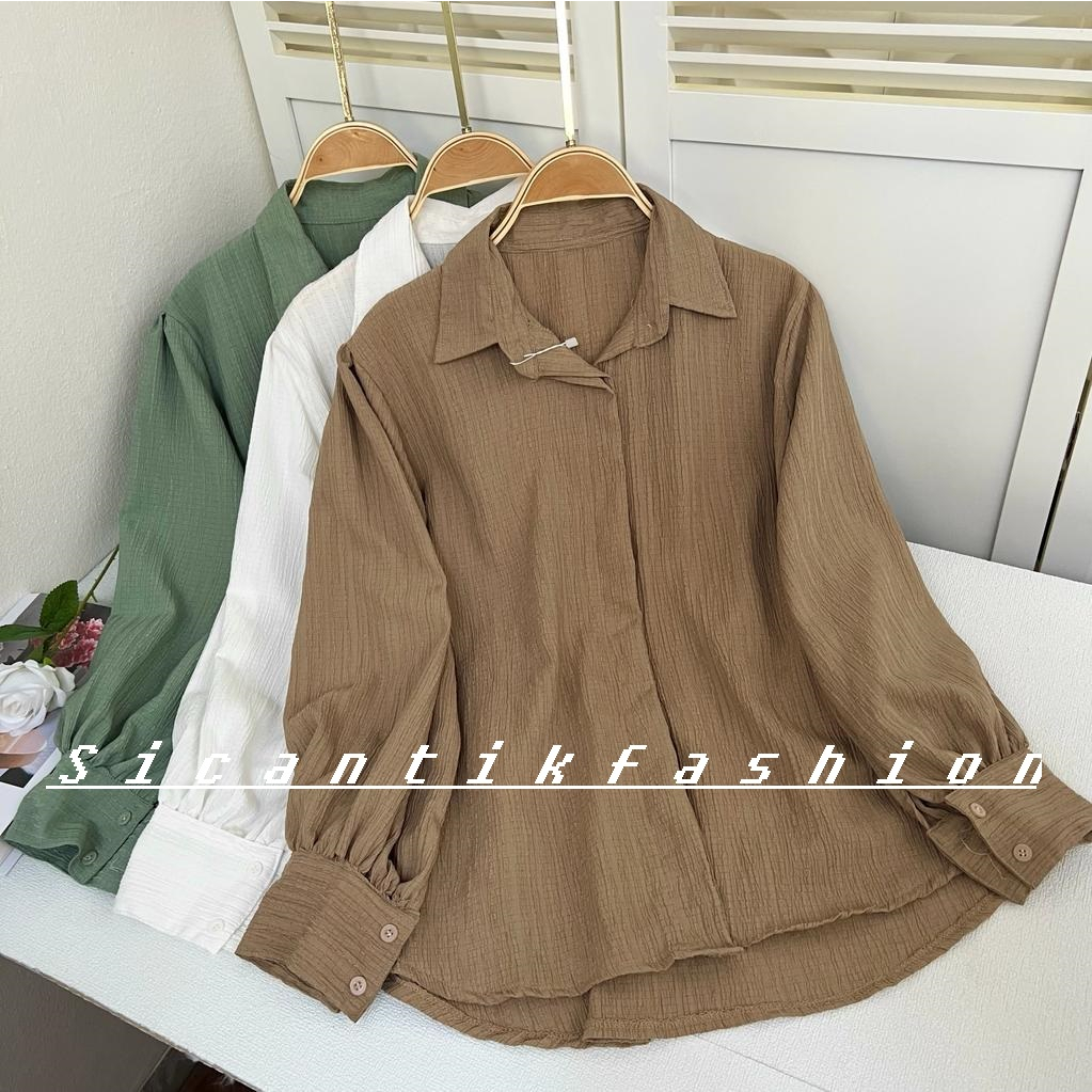 Elze Blouse Wanita Oversize Ladycrush / Kemeja Wanita Lengan Balon / Oversize Shirt