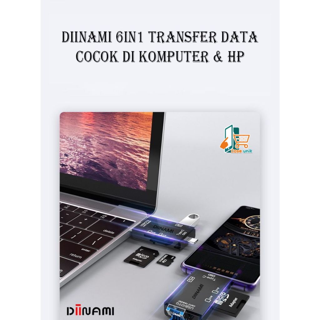 DIINAMI High Speed 6 in 1 OTG Card Reader USB 3.0 SD TF Micro SD Card Reader Type C Micro OTG Card Reader CS6051