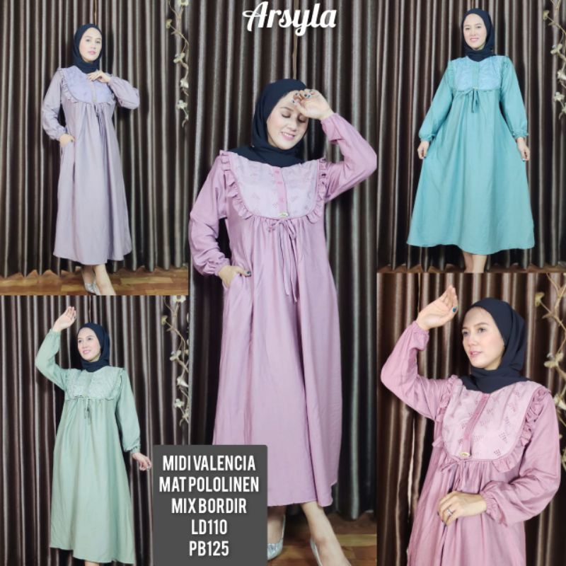 midi bordir zahra polo linen