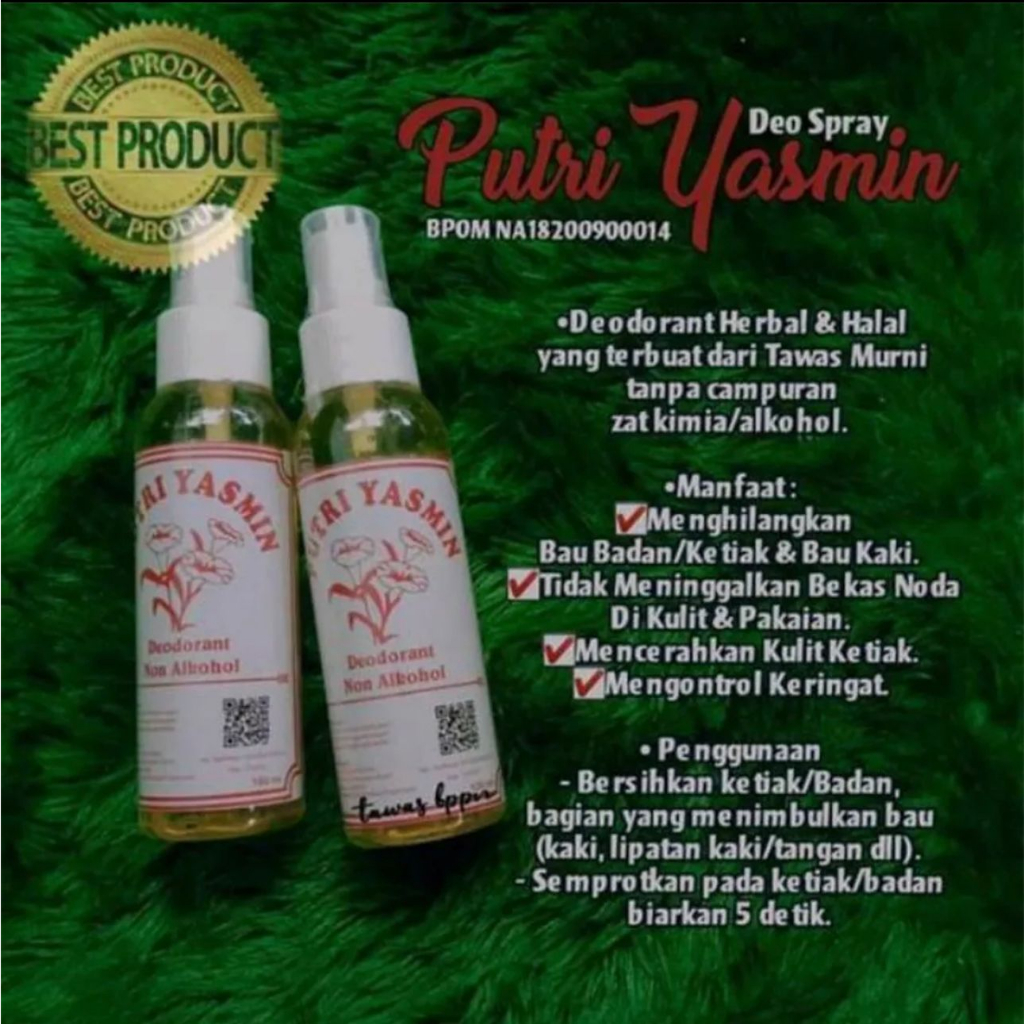 Putri Yasmin Deodorant / Deodoran Spray / Penghilang bau badan ampuh original BPOM