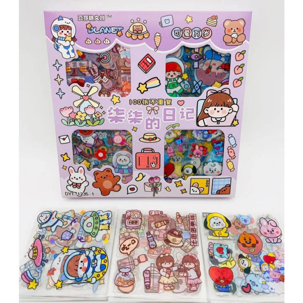 Sticker Waterproof Sticker Momo Dapat Box Isi 100 Lembar || Sticker Momo Cute Aesthetic Waterproof