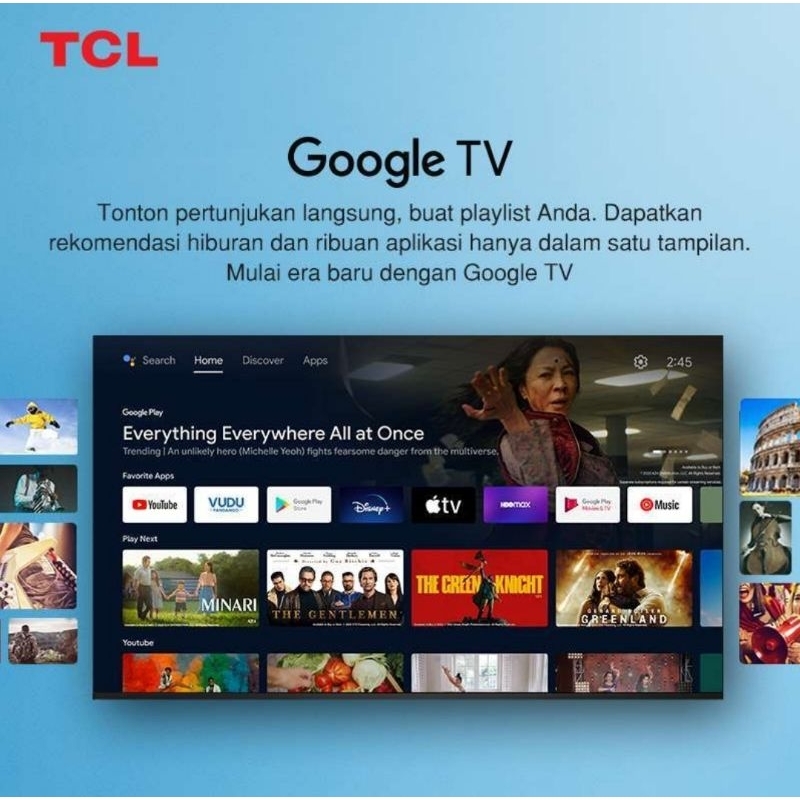 Smart Android GOOGLE TV TCL 32 Inch HD 32G9 Garansi Resmi (SESAMA MEDAN/LUAR KOTA)