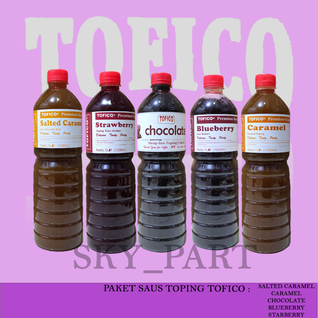 

Sauce Topping Saus Tofico Caramel Salted Caramel Blueberry Strawberry Chocolate 1 Liter