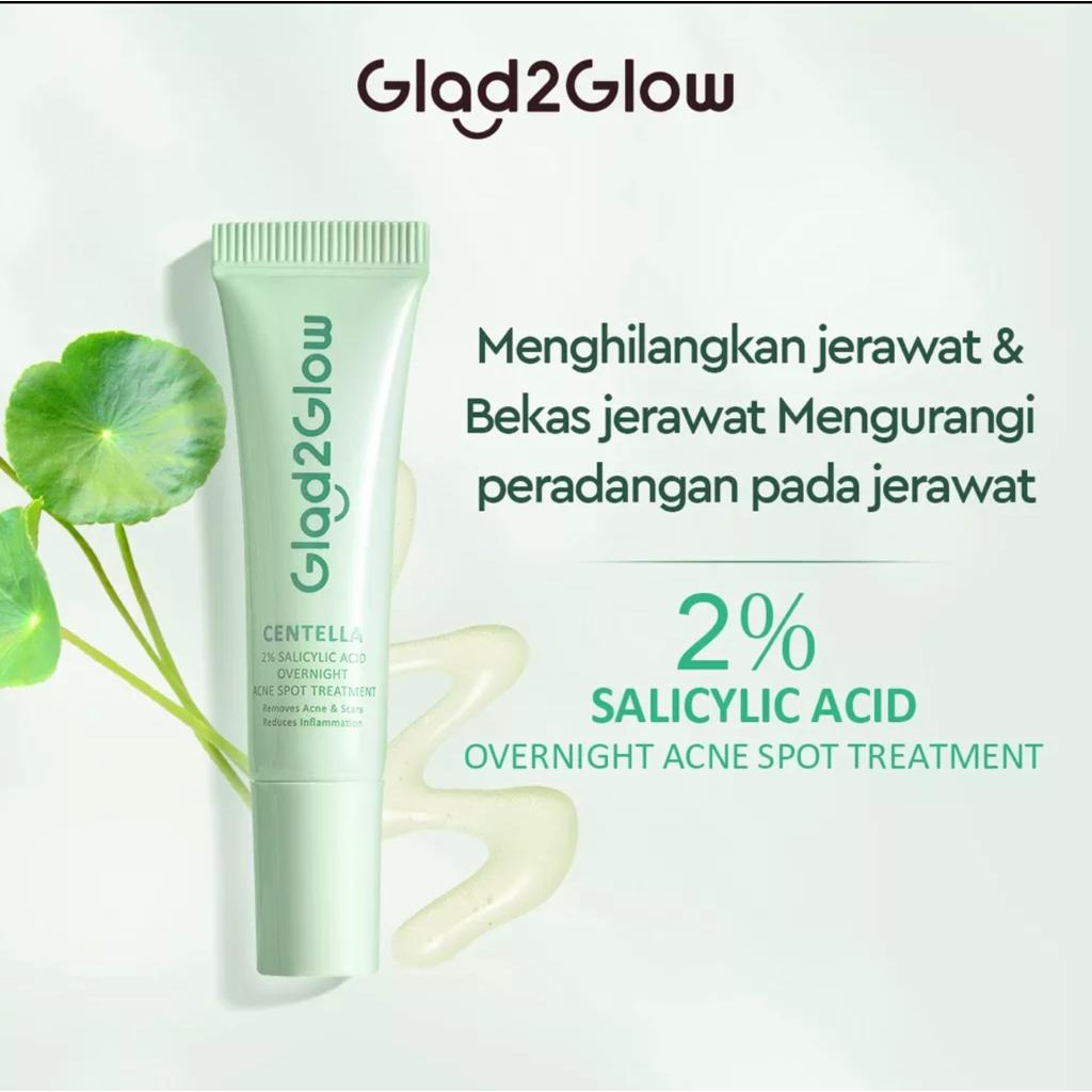 Glad2Glow Centella 2% Salicylic Acid Overnight Acne Spot Treatment 5g | Totol Jerawat Salep Jerawat Acne Gel Anti Acne Cream