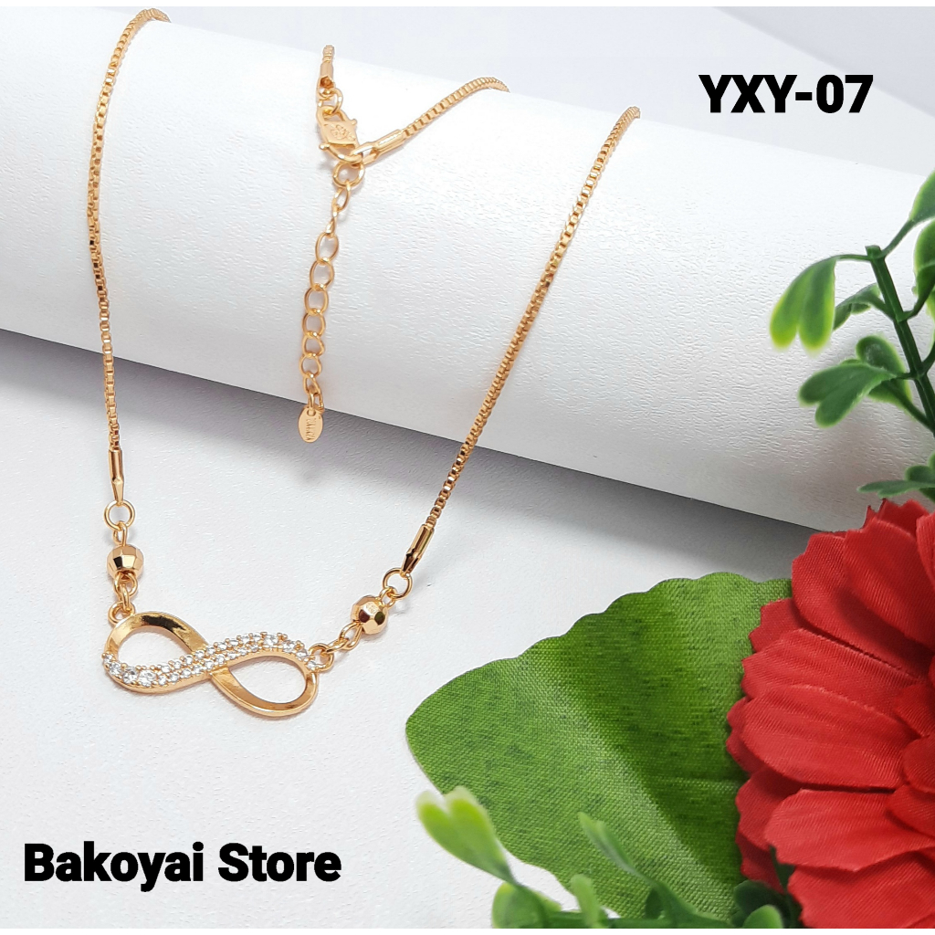 AJ-07 Kalung Koye Pita Kalung Wanita Gold Lapis Emas Rantai Itali Kalung Fashion Cantik Kekinian
