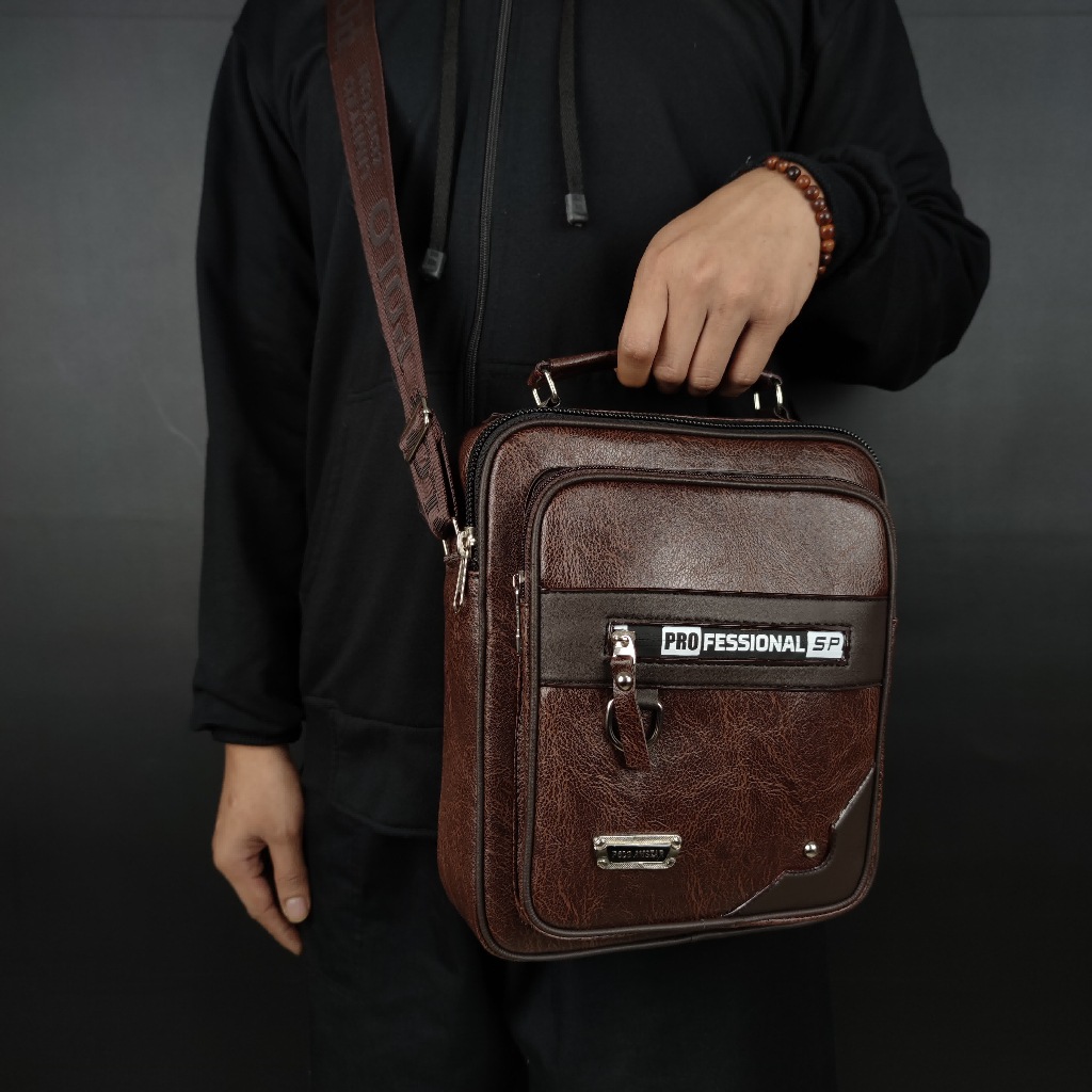 POLO AMSTAR - Tas Selempang Kulit PU 10&quot; Inchi Slingbag Tas pria tas Kantor