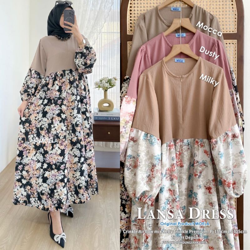 Gamis Dress Busui Motif Kombinasi Original by Moela [Lifta Miusi Fiuji Maira Belna Cesia Jiofa Liofa Faira Yosia Kiesa Mirosa Jinas Avila Sanum Tesaf Kuima Timna Buina Hijia]