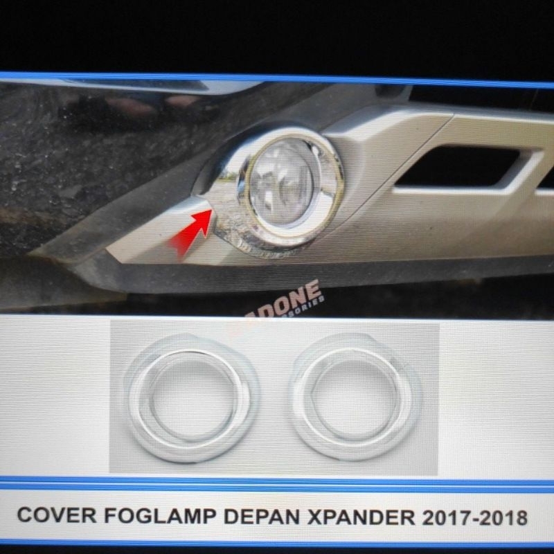 cover ring lampu foglamp bumper depan mobil Mitsubishi Xpander 2017 2018 warna chrome crome tempel