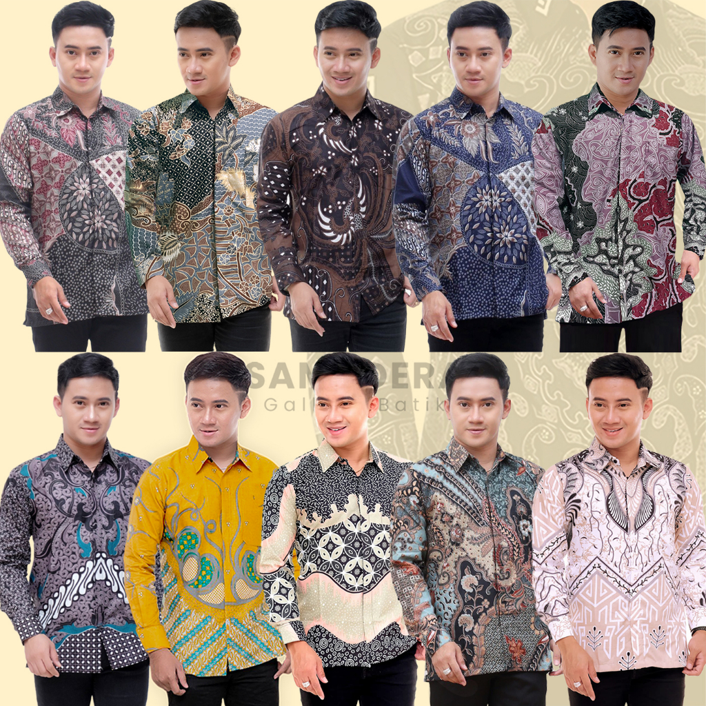 Batik Pria Lengan Panjang BATIK SAMUDERA HRB026 motif KERATONAN Kode 002 size M L XL XXL Reguler