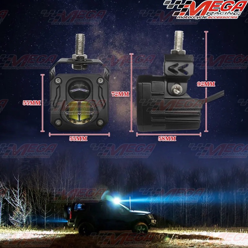 LAMPU TEMBAK SOROT MINI 2 LED LASER GUN D2 - HI LO JAUH DEKAT 2 WARNA CAHAYA KUNING PUTIH | FOGLAMP LASER GUN LAMPU BEAM | LAMPU KABUT | LAMPU SENJA UNIVERSAL MOTOR MOBIL LAMPGUN SUPER TERANG HIGH LOW BEM LESER GUN PREMIUM LAMPU BULAT KOTAK OVAL SUPER LED