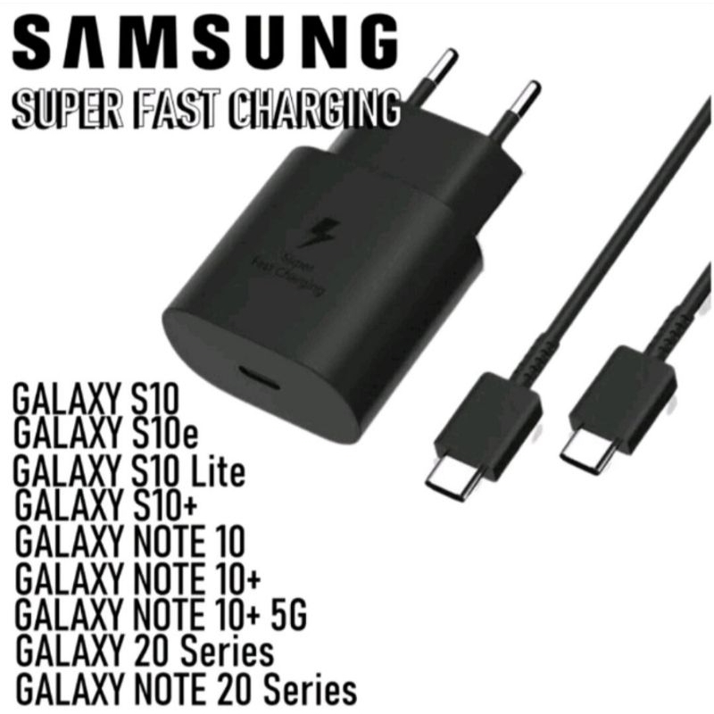 (ORIGINAL 100% BERGARANSI) Charger adapter samsung original 25W 25 WATT TYPE C to TYPE C TIPE C Superfascharging Note 10 plus S20 S21 A70 A72 A80 M23 M51 A51 A50 A71 A90 S8 S9 S10 Note 8 9 10 20 ultra Superfastcharging