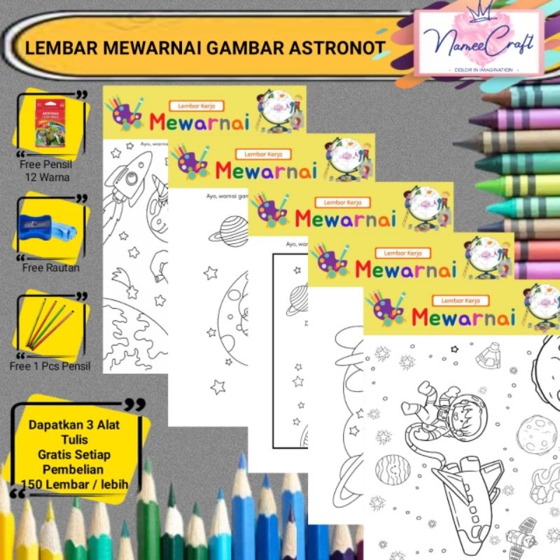 

[LMI2] Lembar Mewarnai Gambar || Series Mewarnai Astronaut