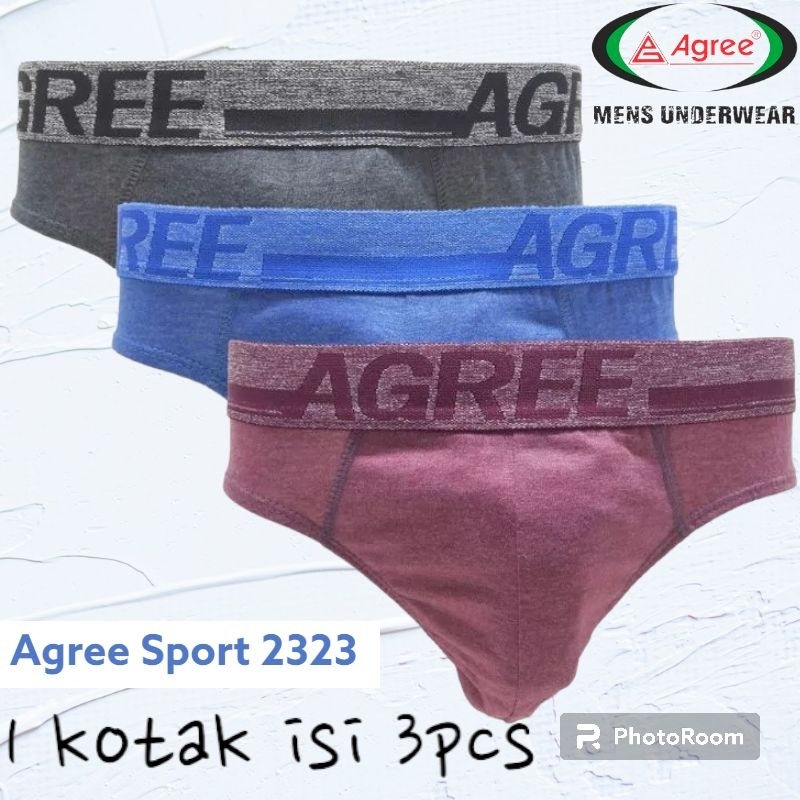 AGREE 2323 | Celana Dalam Pria Karet Luar isi 3Pcs | CD Cowok Agree Sport | LATANSA