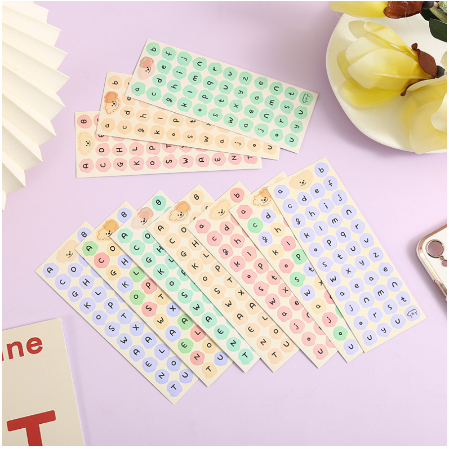 【GOGOMART】Label Sticker Deco DIY Planner BUJO Stiker Aesthetic 1 Lembar - HURUF ALPHABET