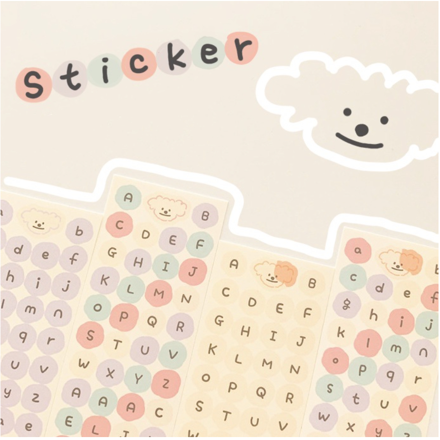 【GOGOMART】Label Sticker Deco DIY Planner BUJO Stiker Aesthetic 1 Lembar - HURUF ALPHABET