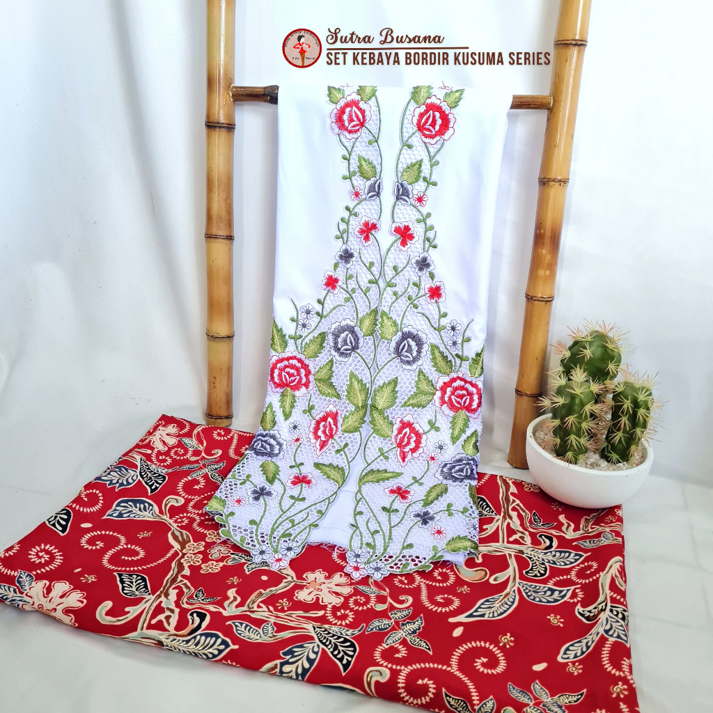 Pusat Bordir Tasikmalaya - Bahan Setelan Kebaya Bordir Encim + Bawahan Batik Kusuma Series