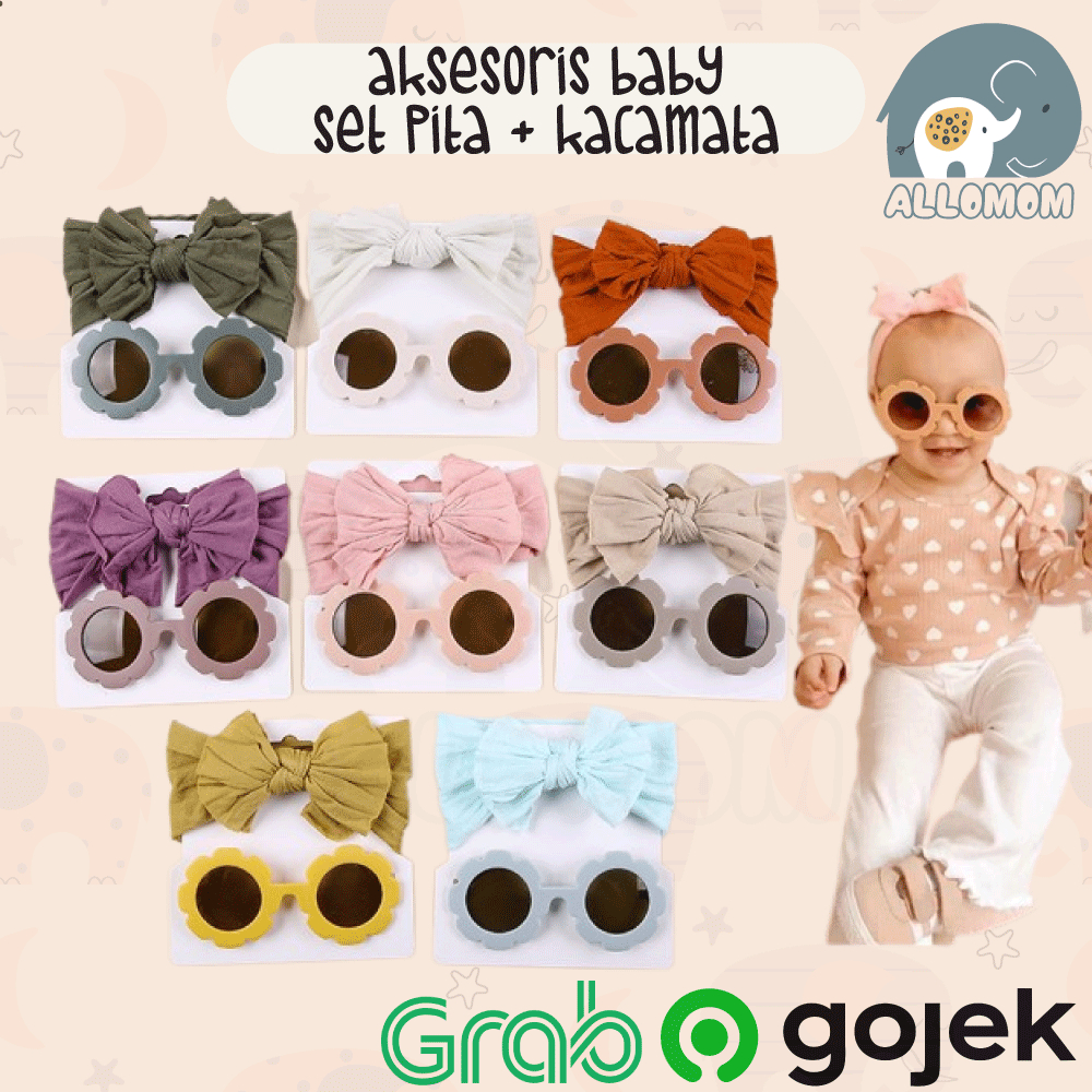 ( IMPORT ) Set Fashion Aksesoris Rambut Pita Kacamata Lucu Baby Girl / Bayi Perempuan Cewek