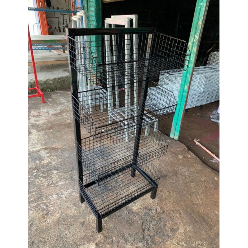 rak toko ciki Snack warung 4 susun premium hitam polos