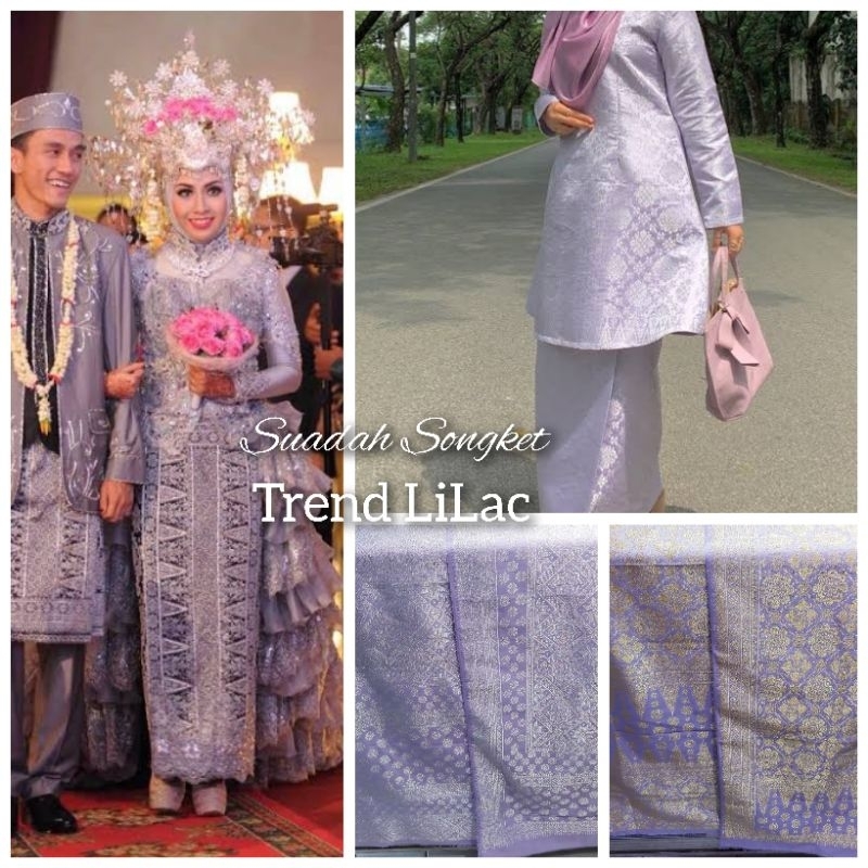 SONGKET PALEMBANG MOTIF LEPUS HALUS GEBENG LILAC ORIGINAL