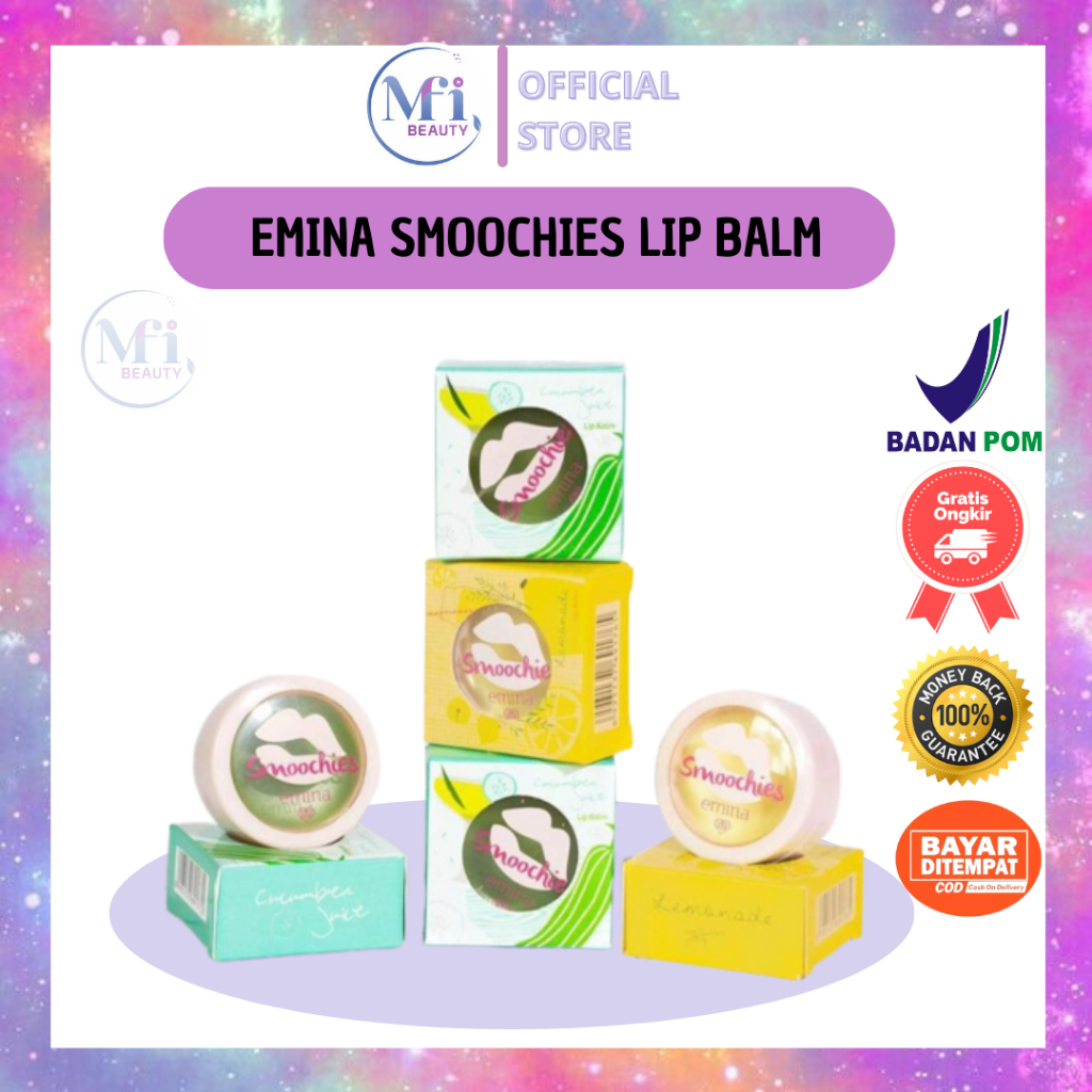 MFI - Emina Smoochies Lip Balm | Pelembab Bibir Aroma Buah Segar | Netto 3,7 gr