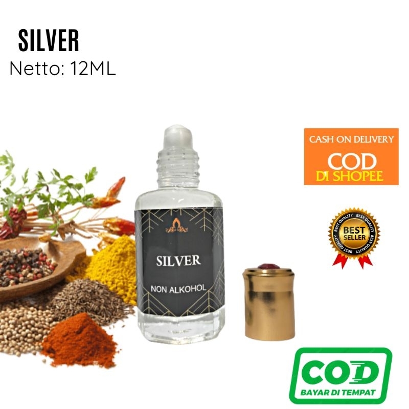 Parfum Silver Minyak Wangi Silver Non Alkohol 12 ml Bibit Arab Saudi Murni Parfum Ibadah Sholat Dzik