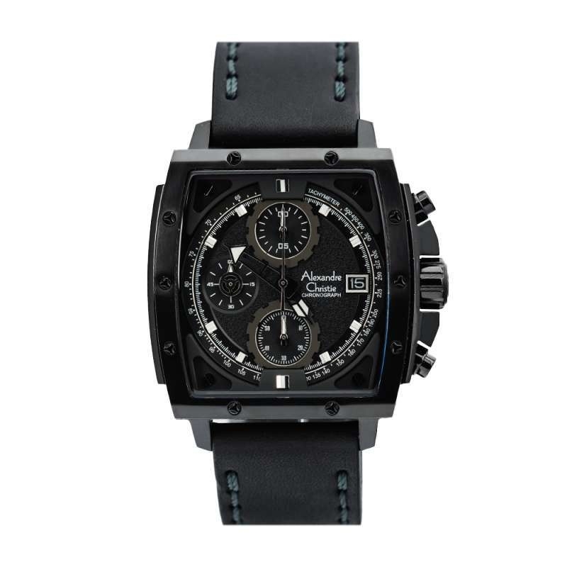 Alexandre Christie AC 6376 Jam Tangan Pria Kulit Black