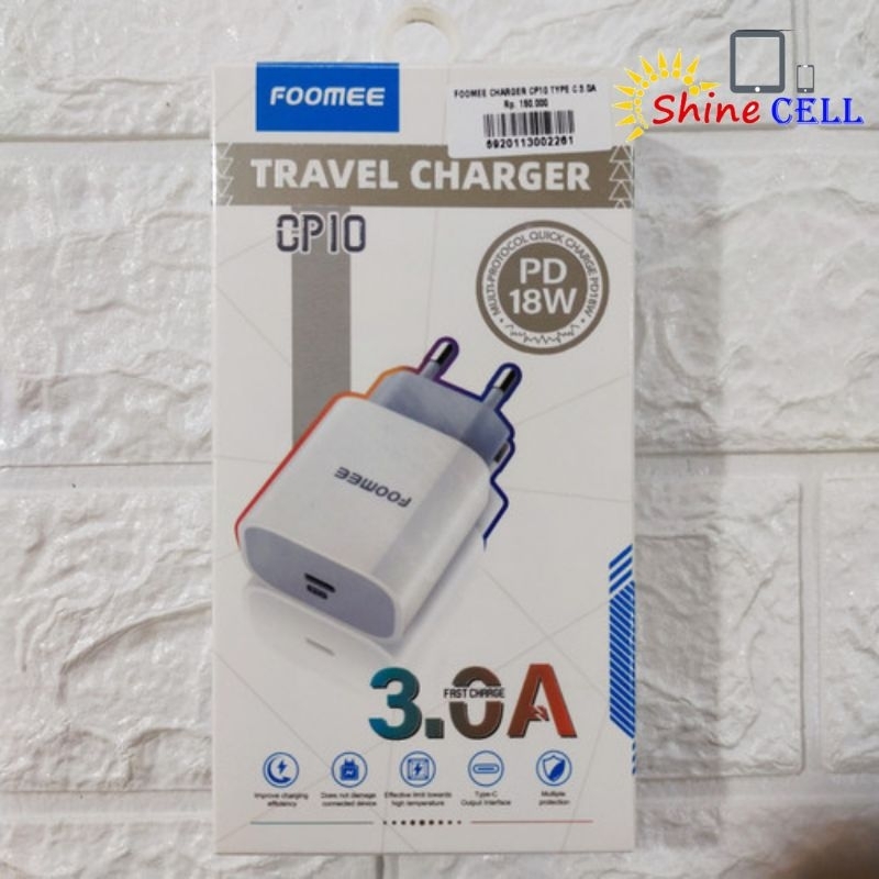 adapter charger cp10 dual output PD + type c 3.0a 18w foomee