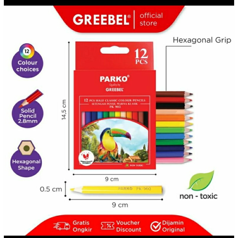 GREEBEL Pensil 12 Warna Classic Colors Pencil