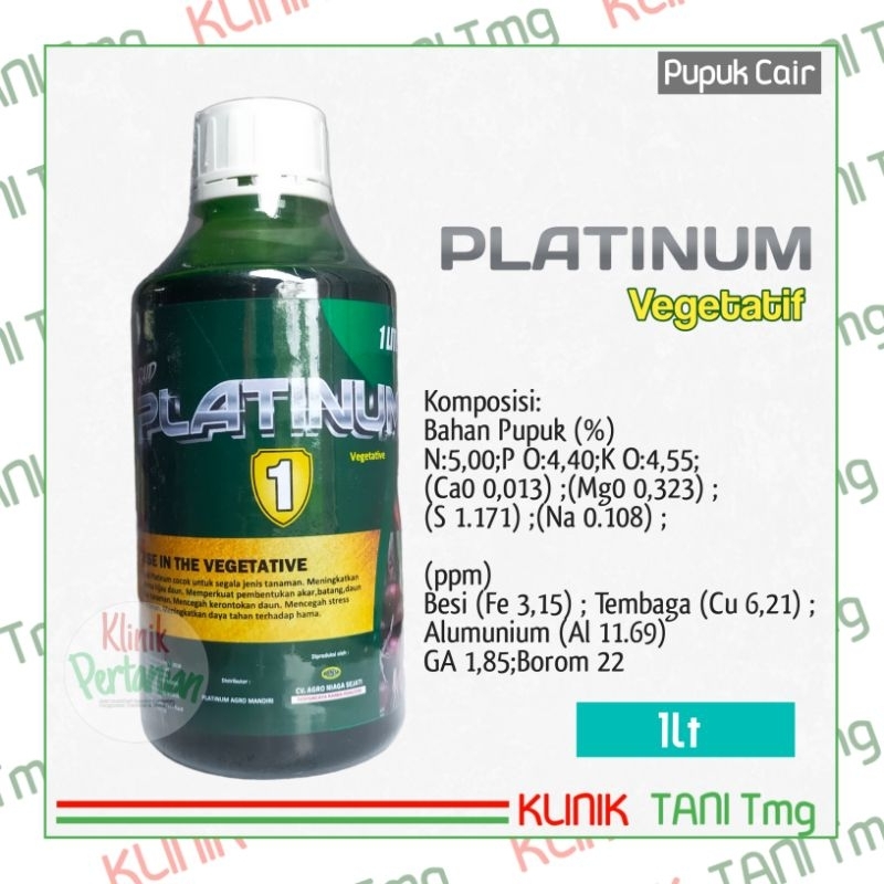 PUPUK & NUTRISI TANAMAN PLATINUM HIJAU VEGETATIF - 1lt | NUTRISI PENGHIJAU DAUN | PUPUK PELEBAT DAUN