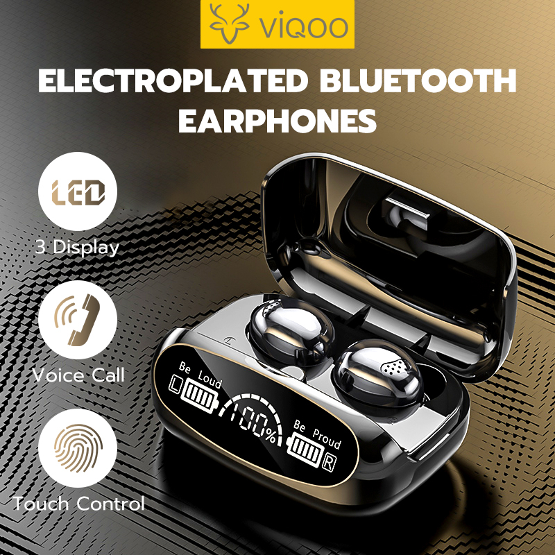 【COD】Viqoo M32 TWS HIFI Stereo Bluetooth 5.1 Wireless Earbuds Smart Digital Display Bluetooth Headset One Click Voice Call Earphone - T91