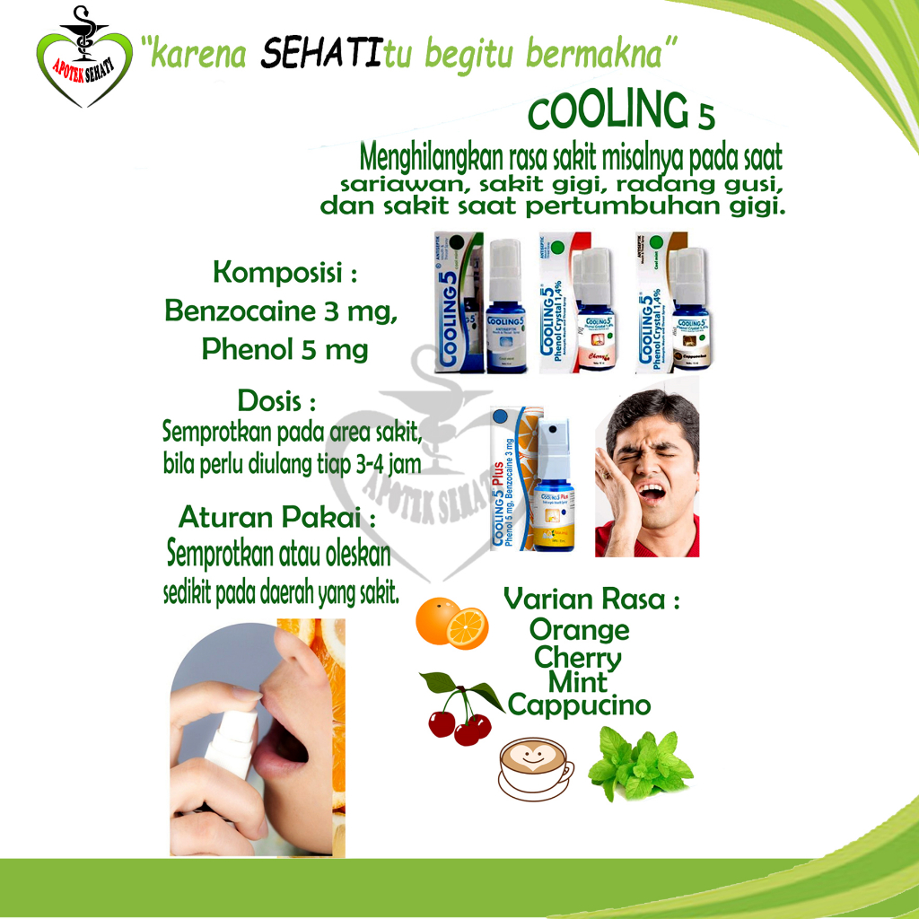 COOLING 5 PLUS ORANGE SPRAY  Obat Nyeri Gigi Dan Radang Gusi