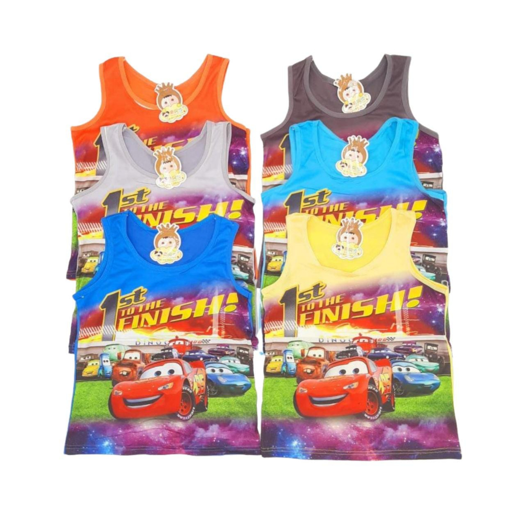 Singlet anak cowok motif cars size M - XL