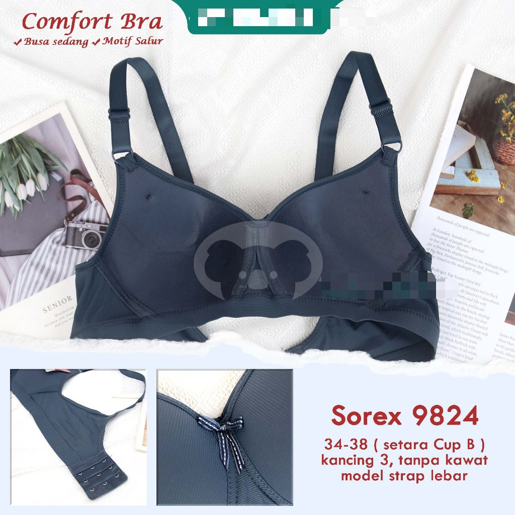 BH BH 9825 SOREX - Bra Sorex 9825 Salur Texture | BH Busa Sorex 9825 Comfort / Sorex Bra Tanpa Kawat Motif Salur 36-42 Tulang Cup Sedang Kait 3 Pilih WarnaBh Sorex 9825 Tekstur Salur | Bra Dewasa Busa Sedang Tanpa Kawat Setara Cup B | Bahan Polyester Moti