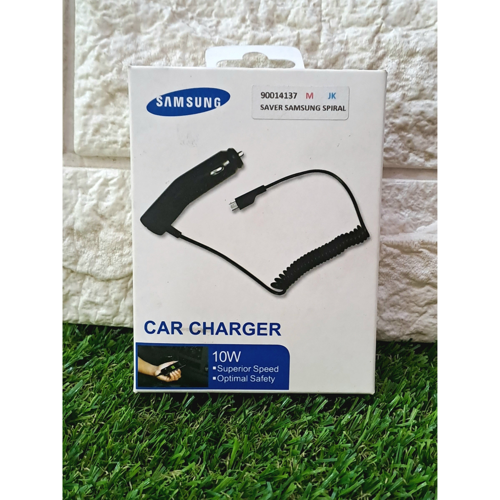 Charger Mobil Spiral Kabel Micro Android 1A Black Pack Kotak