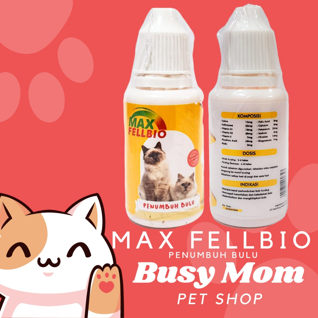 Nutri Cat | Hairz | MAX FELLBIO Drop 30ml Vitamin Penumbuh Bulu Kucing Cat Kitten 30 m Obat Nutricat