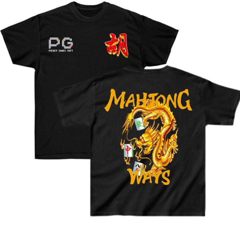 T-shirt kaos Distro Motif Game Slot MAHJONG WAYS NAGA Pria Wanita Dewasa Anak² Combed 24s