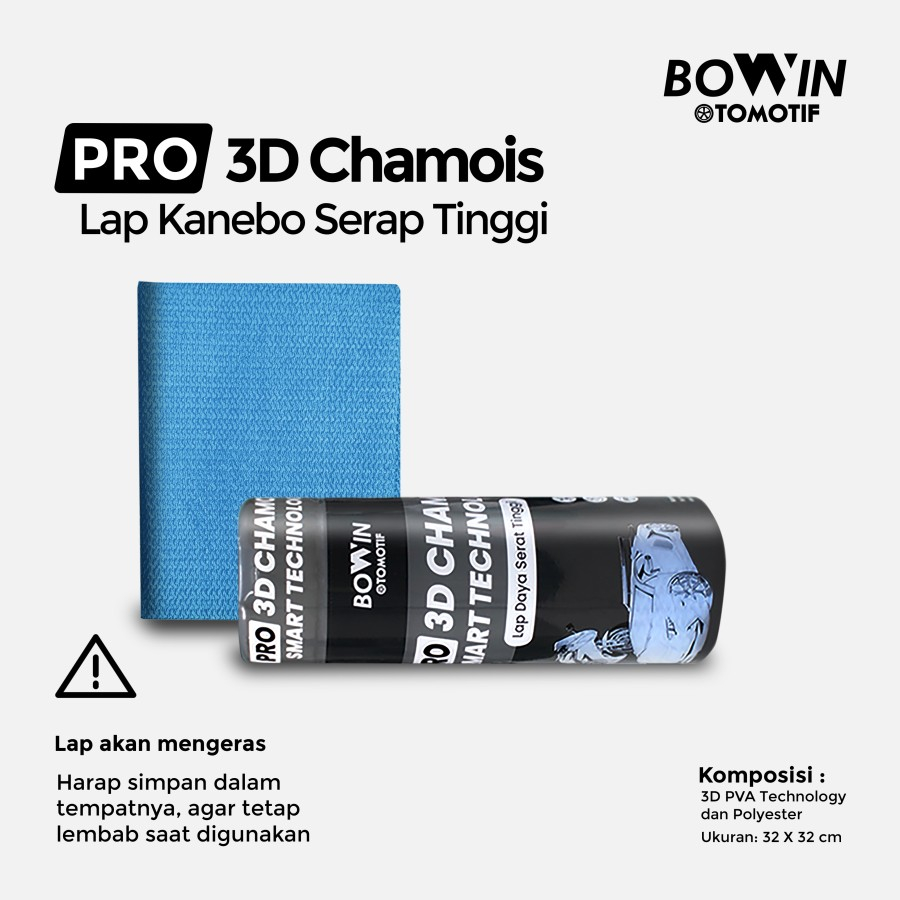 BOWIN Lap Chamois Kanebo (3D Smart Technology) - Lap Daya Serap Tinggi