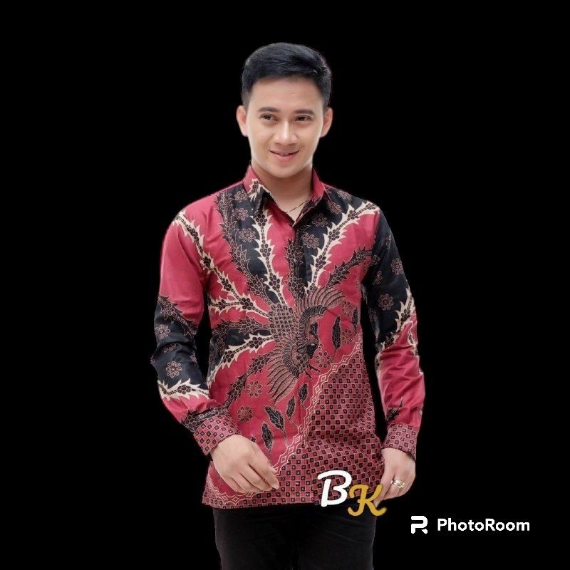 Kemeja Batik Pria Lengan Panjang Baju Dewasa Seragam Batik Size M L XL Dan XXL