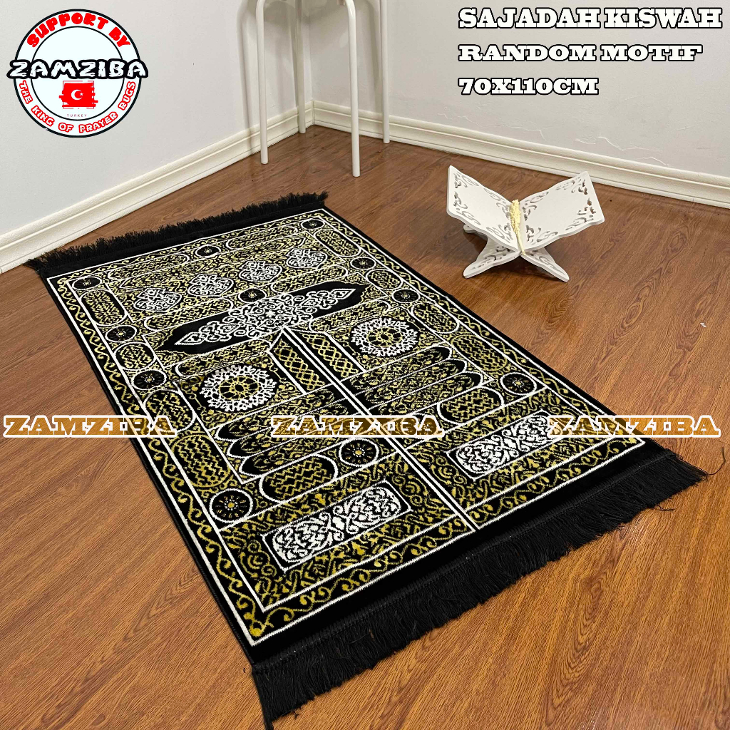 Sajadah Turki Exclusive Hitam Terbaru Motif Floral Bahan Tebal Dan Halus Super Premium Sejadah Dewasa Perlengkapan Sholat Zamziba