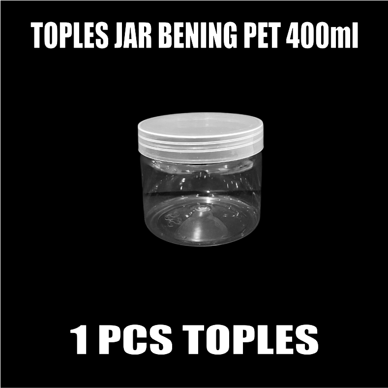 Toples Plastik Jar Silinder Bening Pet 400ml Per Pcs Tempat Kue Kering