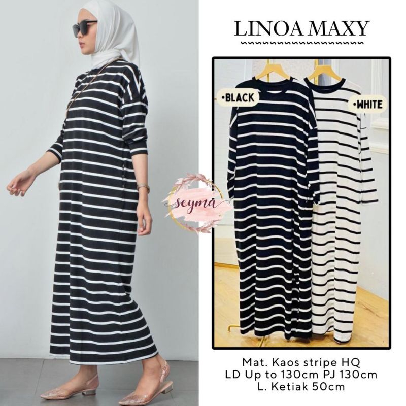 LINEA MAXY BAHAN KAOS STRIPE GAMIS MIDI DRESS BAHAN KAOS