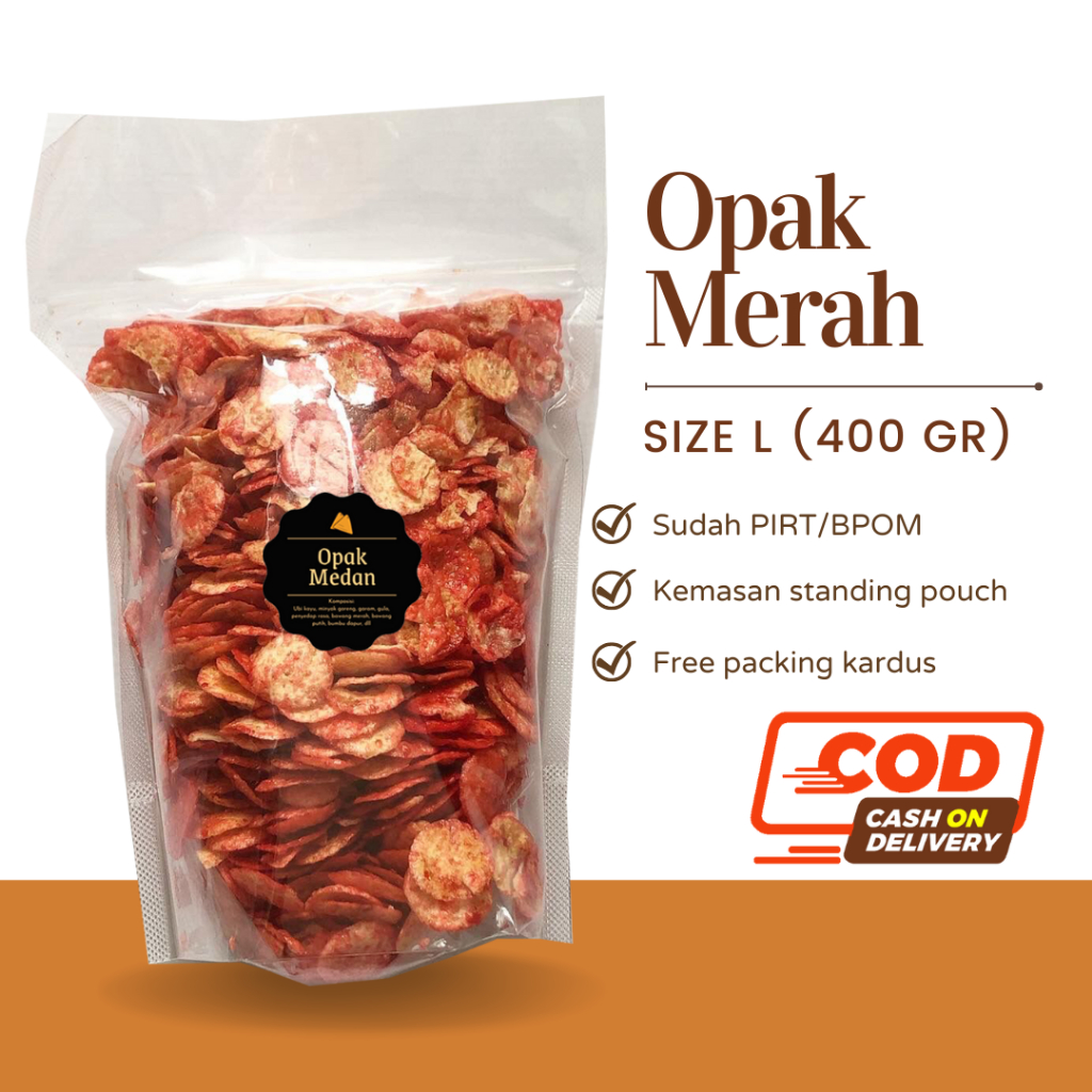 [DELISH SNACKS] Opak Medan (L) 400gr / Snack Cemilan Camilan Pedas Manis / Opak Singkong Mini Merah / Kuning