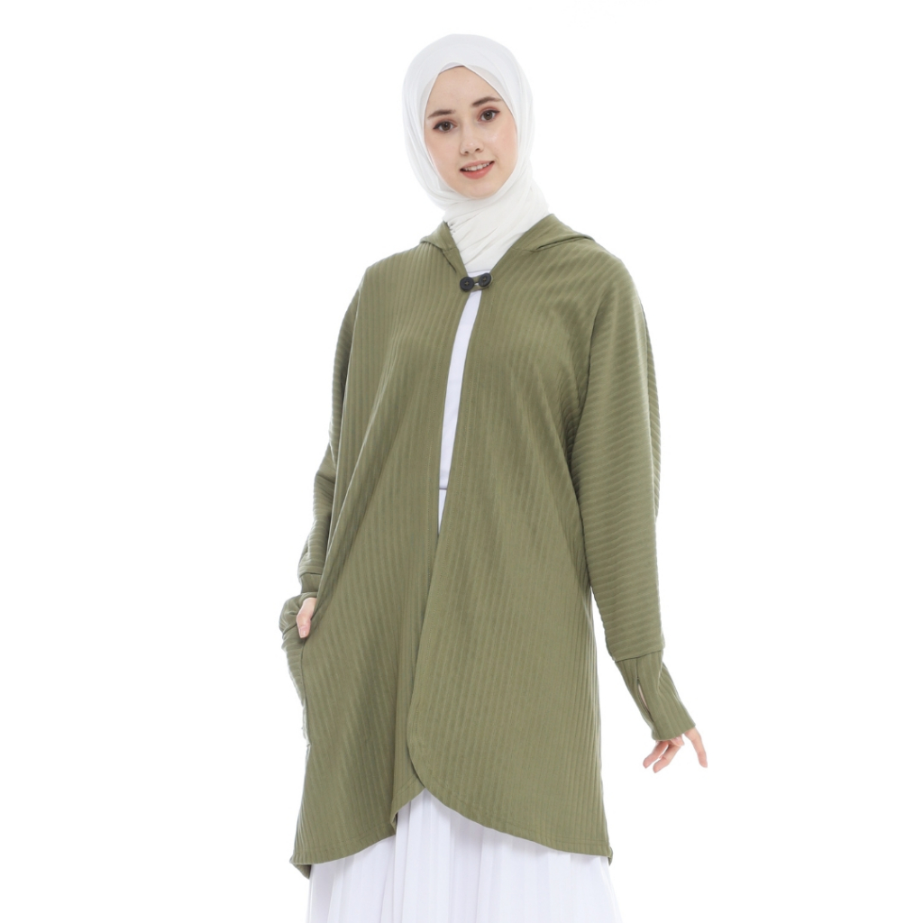 Hijacket Sylvania Original Olive Jaket Hijab Muslimah Jaket Wanita Panjang Untuk Hijaber Outer