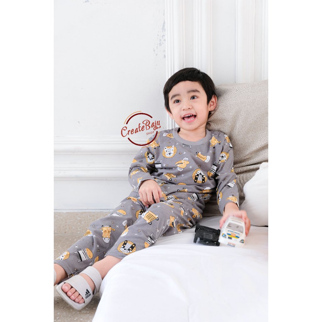 PIYAMA KAOS ANAK LAKI 1-7 TAHUN LION HEAD BAJU TIDUR ANAK LENGAN PANJANG TERMURAH