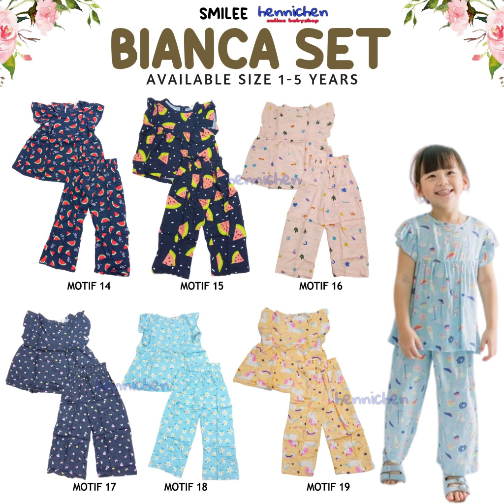 PROMO 7.7 Setelan ADEM FASHION GIRL Atasan Pendek Celana Panjang Bianca SMilee 1-5 Tahun