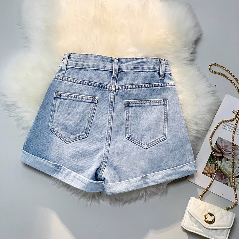 Celana jeans pendek ootd wanita kulot highwaist hot pants korean style jeans cewek kekinian