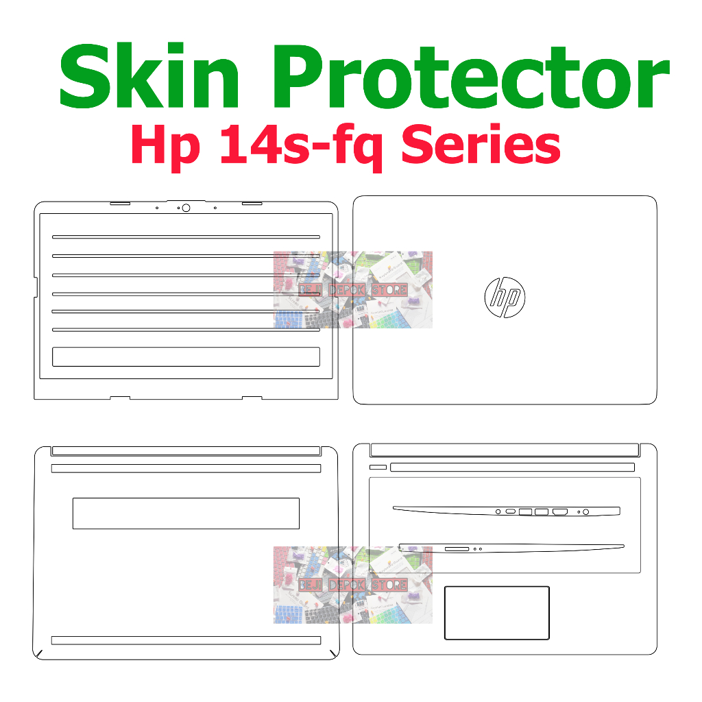 Hp 14s FQ series Skin Guard Palmrest carbon black matte transparan