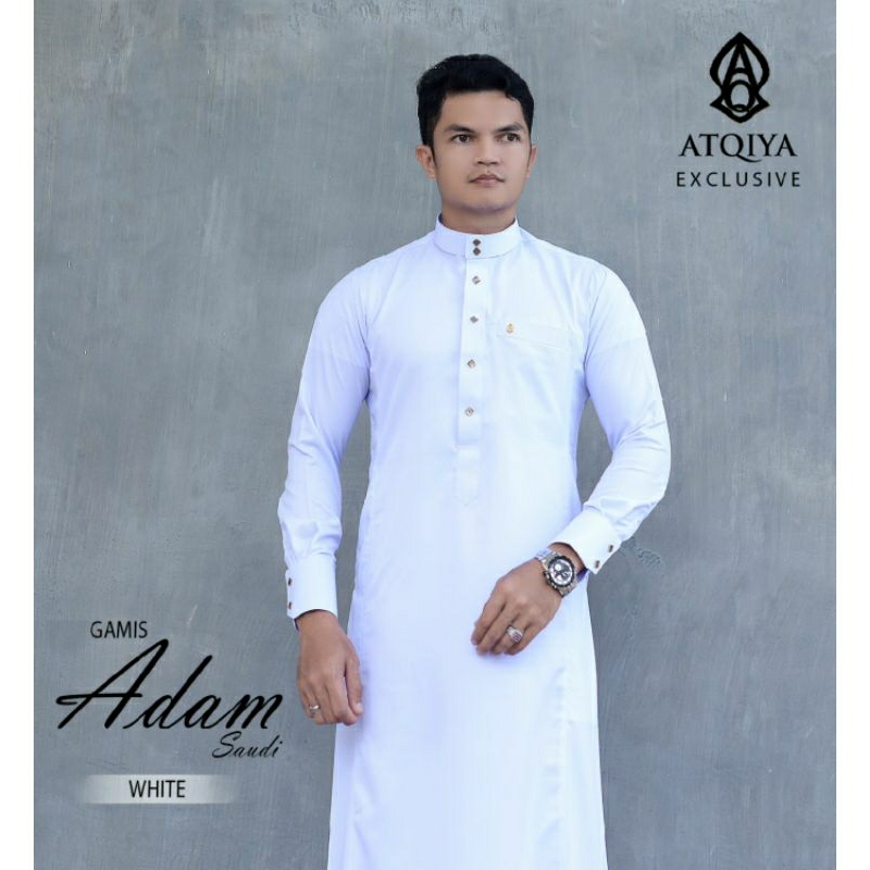 Gamis Adam by Atqiya bahan Polyster Saudi/Khusus warna putih