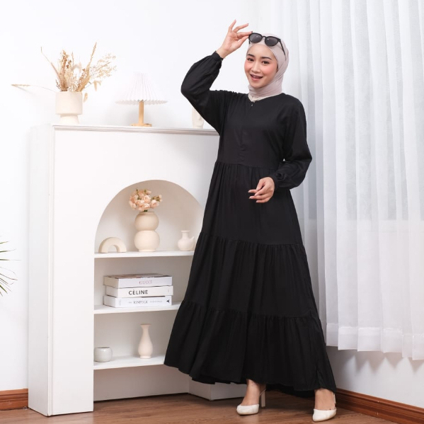 KALEAOUTFIT - RENATA DRESS UMPAK SUSUN ORIGINAL - GAMIS JUMBO MURAH BAHAN RAYON TWILL PREMIUM - BAJU REMAJA KEKINIAN - FASHION MUSLIM WANITA LIMITED EDITION - BISA COD