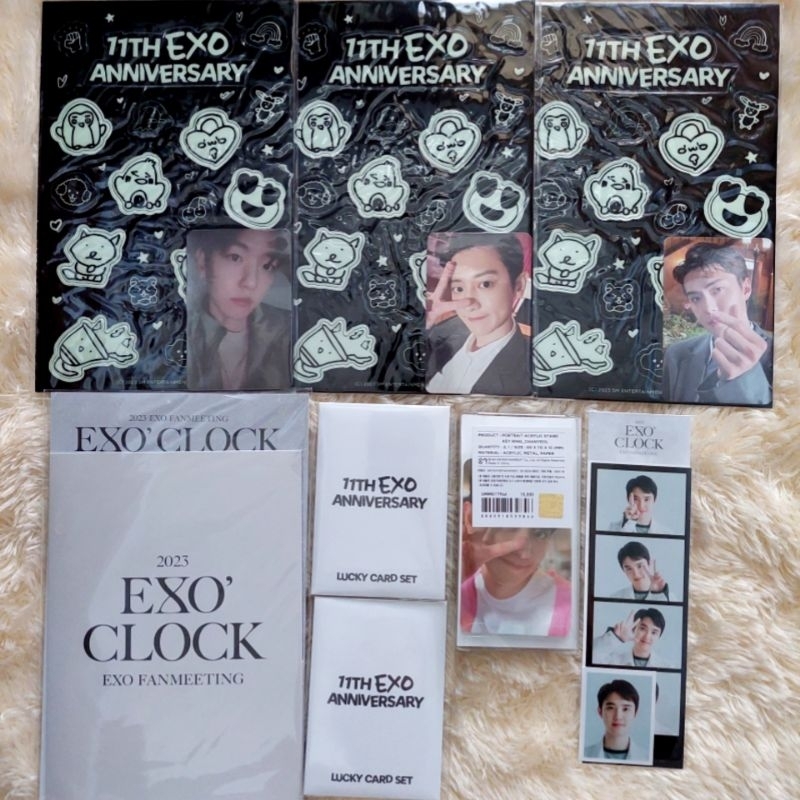 EXO 11TH ANNIVERSARY MD GLOW IN THE DARK STICKER LUCKY CARD 4CUT PHOTO D.O. SEHUN CHANYEOL BAEKHYUN 